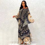 Women Long Sleeve Mesh Party Beach Cover UP Dress Vintage Casual Floral Printed Maxi Long Sundress