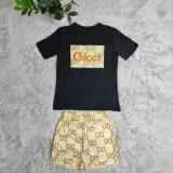 Embroidered + Printed Short Sleeve Shorts Set