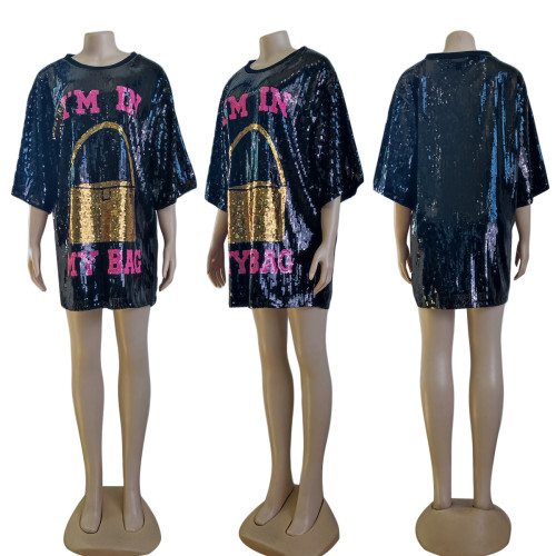 Autumn Loose Sequin Tunic Casual Club Dresses