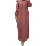 Chiffon Frill Trim Pleated Dresses