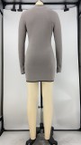 Solid Color Zipper Stitching Mini Dress