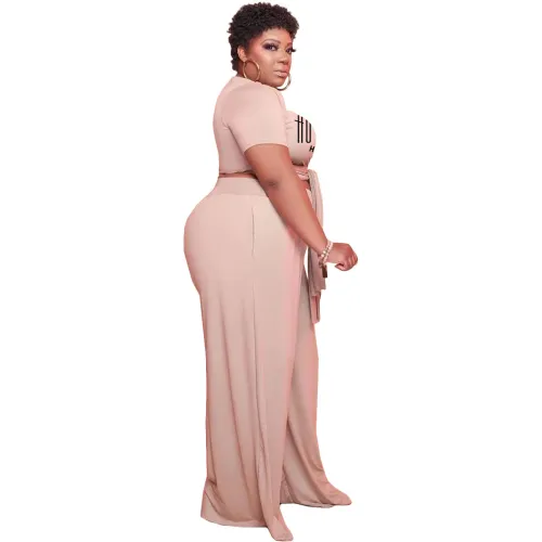 Fat Lady Casual Plus Size Printed Two Piece Set