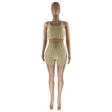 Casual Sports Double Vest and Shorts with Pocket
