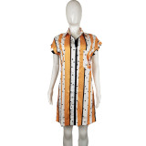 Women Stripe Print Africa Shirt Dress African Clothes Dashiki Ankara Dresses
