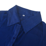 Solid Color Sexy See Through Single-breasted Lapel Slits Chiffon Shirt