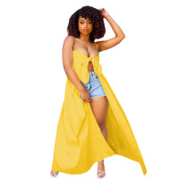 Yellow Sexy Straps Solid Heart Throb Top
