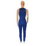 Zip Up Sleeveless Denim Jumpsuit