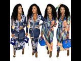 Sexy Print Split Joint Zipper Collar One Step Skirt Dresses with Belt