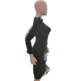 Sexy Ruffles Sleeve Split Dress