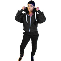 Women Tracksuit Open Back Hooded 2 Piece Set