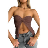 Solid Kink Bandeau Sexy Strapless Top