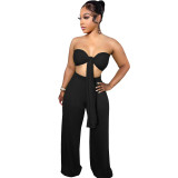 Sexy Halter Wrapped Top Wide-leg Pants Two Pieces