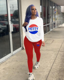 Fashion Casual Solid Color Graphic Print Long Sleeve Trousers Two Piece Set