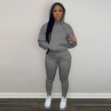 Autumn Winter Thick Drawstring Jogger Two Piece Sweatpants and Hoodie Set