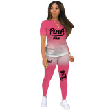 Casual Gradient Letter Sports Pant Set