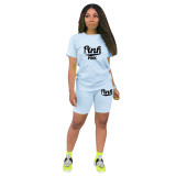 Casual Polyester Printed Sports Two Piece Short Outfits