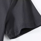 Black Cotton Crew Neck Double-sided Printed Letters T-shirt