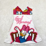 Sexy Loungewear Summer Cartoon Pattern Printed Spaghetti Strap Homewear Dress
