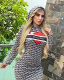 Fashion Long Sleeve Printed Hooded Club Dress