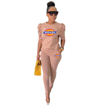 Casual Offset Printing Sets Womens Clothing with Pockets