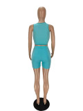 Contrast Stitching Hollow Lace-up Two Piece Short Pant Set
