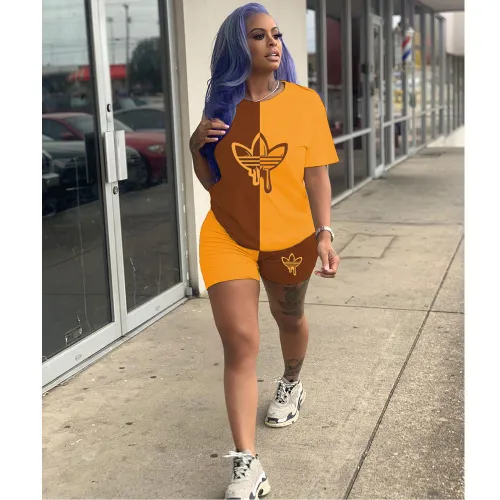 Wholesale Casual Graphic Print Short Sleeve 2 Piece Sets