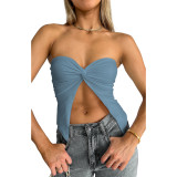 Solid Kink Bandeau Sexy Strapless Top