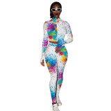 Casual Pattern Print Sweatpants Two-piece Outfits