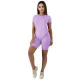 Solid Color Cotton Basic Shirt and Tight Shorts