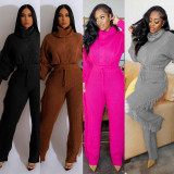 Winter Turtle Neck Cable Knit Sweater And Tasseled Pants Set