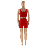 Casual Sports Double Vest and Shorts with Pocket