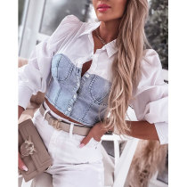 Denim stitching Ladies Shirt