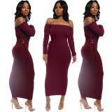 Casual Pit Knitted Off The Shoulder Elegant Dress