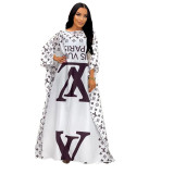 Summer Beach Dress Letters Printed Loose Style Oversized Maxi Dress