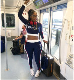 Casual Long Sleeve Sports Letter Print Two Piece Set