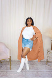 Solid Color Casual Loose Cardigan Double Sided Fleece Long Jacket