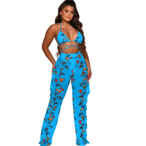 Casual Printed Mesh Two-piece Set with Panties