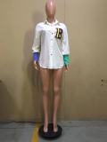 Letter Embroidered Shirt Top