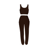 Solid Color Double-layer Sports Vest and Trousers