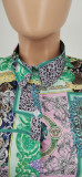 Fashion Printed Turn-down Neck Blouse
