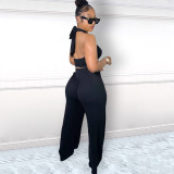 Sexy Halter Wrapped Top Wide-leg Pants Two Pieces