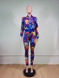 Casual Sports Stitching Print Two Piece Set