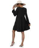 Women's Casual Dress Button Down Shift Tunic Short Sleeve Shift Ruffle V Neck Flowy Swing Dresses