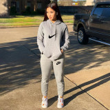2022 Solid Printed Women Set Hooded Sweatshirt Jogger Pants Suit Tracksuit Matching Two Piece Set