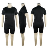 Solid Color Basic Shirt and Tight Shorts