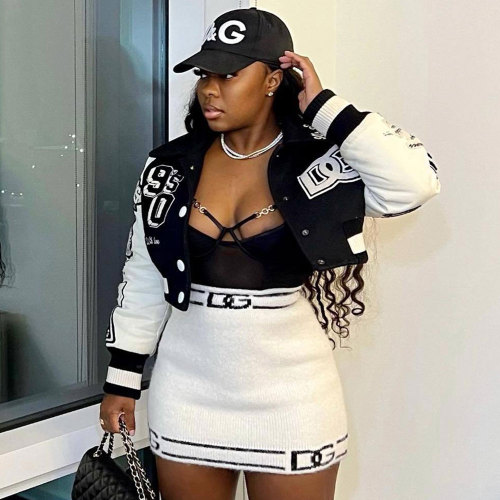 Color-block Jacket Single-breasted Monogrammed Baseball Jersey Tops