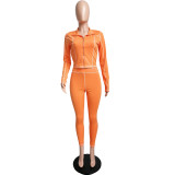 Solid Color High Neck Pant Set