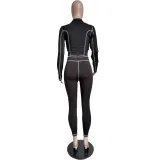 Solid Color High Neck Pant Set