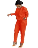 Casual Solid Orange Fall Mujar Set