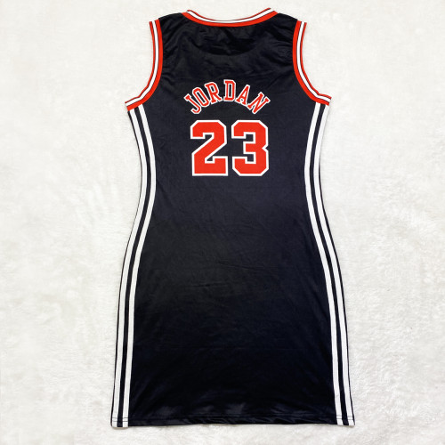 Casual Sleeveless Double-sided Pattern Printed Webbing Basketball Mini Dress